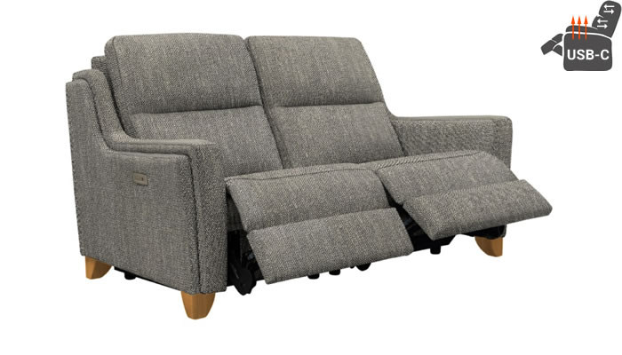 Parker Knoll Portland 2 Seat Recliner Headrest Lumbar USB Heated Seats Metric Charcoal Teak Leg